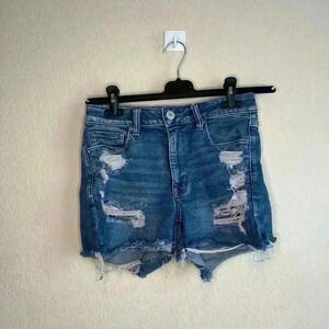 American Eagle Next Level Stretch Distressed Denim high rise Shortie shorts 6